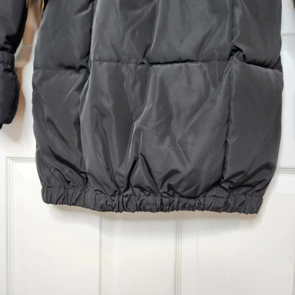 Kids Versace Italia 19V69 Black Puffer Jacket with Faux Fur Hood
